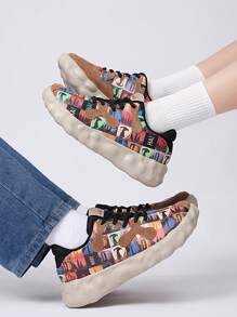 1pair Women Casual Jelly Chunky Platform Sneakers Ugly-Cute Niche Thick Sole Small White Shoes