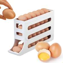 Egg Holder Dispenser Organizer Egg Tray Refrigerator Transparent 4 Tier 30 Eggs Automatic Holder - Multicolor - Ver 2