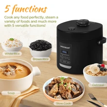 MOOSUM 1 pieza, Mini arrocera múltiple de 2 tazas de arroz crudo (1,2L), arrocera de viaje japonesa portátil pequeña con olla interior antiadherente, olla de cocción lenta, ajustes fáciles, temporizador de retraso de 24 horas y función de mantener caliente - Tipo de Enchufe B USA (110-127V) - Ver 2