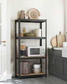 SONGMICS Étagère de Rangement à 4 Niveaux, 40 x 80 x 160 cm, Capacité 520 kg, Planches Réglables, Style Industriel, pour Cuisine, Salon, Noir - Noir - Voir 1