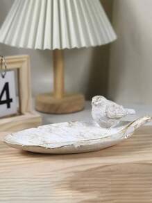 1 件鸟羽毛设计收纳盒，时尚家居装饰，适合室内和室外使用，适用于浴室梳妆台、化妆品、珠宝、水果托盘等最佳礼物 Rama 装饰