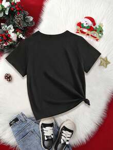 Reindeer Antler Print Kids T-Shirt, Christmas - màu đen - Xem 2