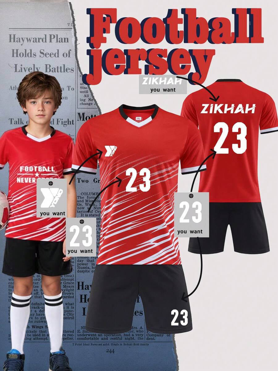 Jersey>Men's Soccer Jerseys Customizable Boys' Soccer Suit Set With