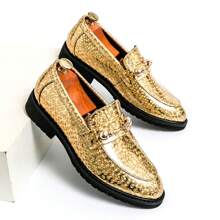 Giày da thường ngày mũi nhọn phong cách Anh chính thức cho nam, giày công sở đa năng - Vàng - Xem 2