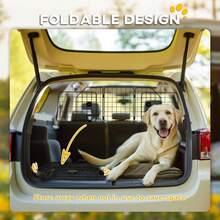 PawHut Dog Guard For SUVs, Vehicles,Car Barrier With Adjustable Width, Foldable Headrest Mesh Dog Guard For Travel, Black - Black - View 7
