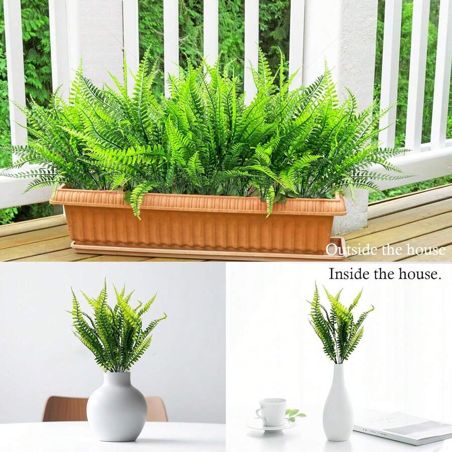 4 Bundles Artificial Boston Fern Plants Fake Ferns Faux Plants Shrubs