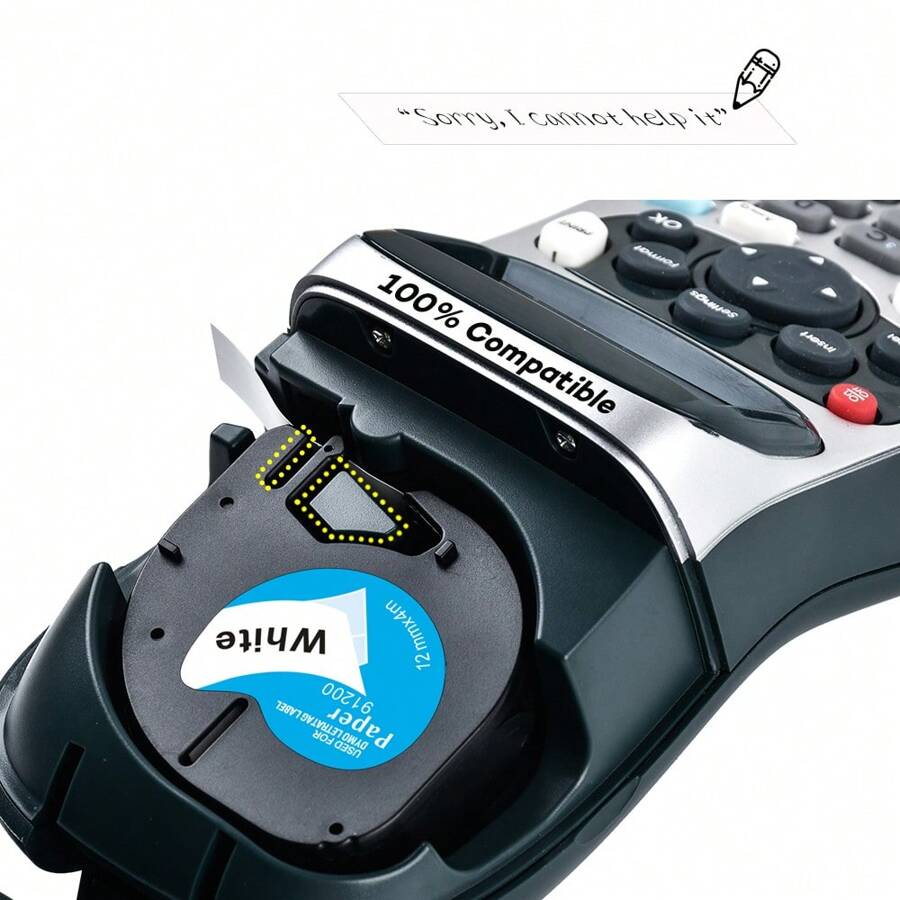 91200 Kompatibles Dymo Letratag Tape 12 Mm Schwarz Auf Wei Papierband 