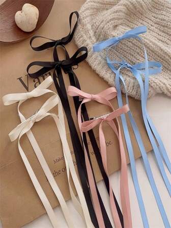 2 件/套女孩发饰彩色丝带蝴蝶结发夹甜美可爱发夹后夹蕾丝优雅发夹芭蕾风格 Y2K 仙女头饰装饰