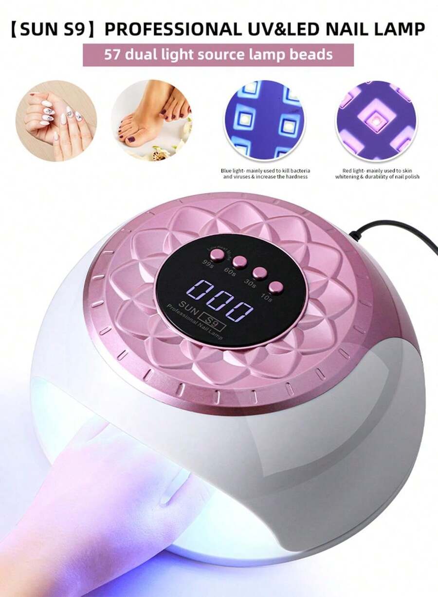UV LED Nail Lamp, Professional 57LED Gel Polish Curing Light With Auto