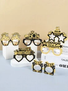 8 件 60 岁生日派对装饰纸质眼镜，黑金色闪光欢呼六十岁眼镜生日派对用品 - 彩色 - 查看 5