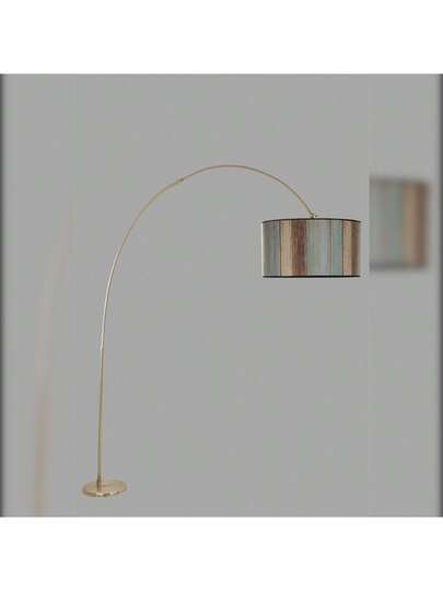 Well Home Vloer Lamp Curved Chrome Metal Straight Shade, Vintage Malaui Collection, 40x40x220, 27 Socket Max 60 W. Free Shipping In 24/48h view 3