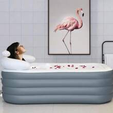 120L Foldable Adult Inflatable Hot Tub With VG Plus Bivolt Electric Pump - 灰色 - 查看 2