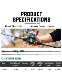 SOUGAYILANG 2-Piece Fishing Rod Spinning & Casting Rod Composite Graphite And Glassfiber Blanks, Fishing Pole For Freshwater
