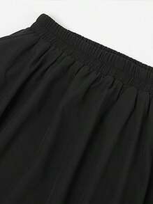 Falda de mujer de largo medio irregular cintura elástica falda de medio cuerpo marea Faldas de Mujer - Negro - Ver 3