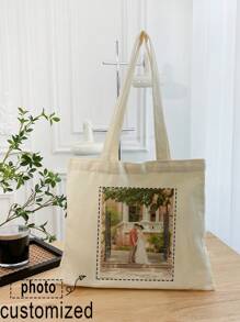 1 pieza Bolso de hombro tipo tote personalizado para mujer, de gran capacidad, único, ligero, plegable, estampado, de moda, como regalo, para ir de compras, reutilizable, lavable, adecuado para la escuela, viajes, regalo de regreso a la escuela, regalo de graduación para profesores, bolso de playa, bolso de compras de vacaciones, portátil, multifunción, versátil, de gran capacidad, ligero, funcional, práctico, de uso general, colorido, adorable, divertido, estilo kawaii, vibraciones de vacaciones, minimalista, de ocio, para ir y venir, personalizado, único, personalizado, regalos ideales para ella, novio, novia, familia, mujeres, principiantes y trabajadores de oficina, amigos, para aniversarios, para cumpleaños, para actividades al aire libre/salidas/viajes/senderismo/estadio/deportes/escalada, para negocios/ir y venir/trabajo/oficina
