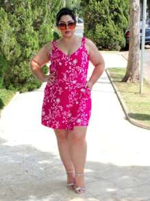 Women's Plus Size Jumpsuit Short Skirt With Printed Lining Summer - 顏色5 - 查看 1