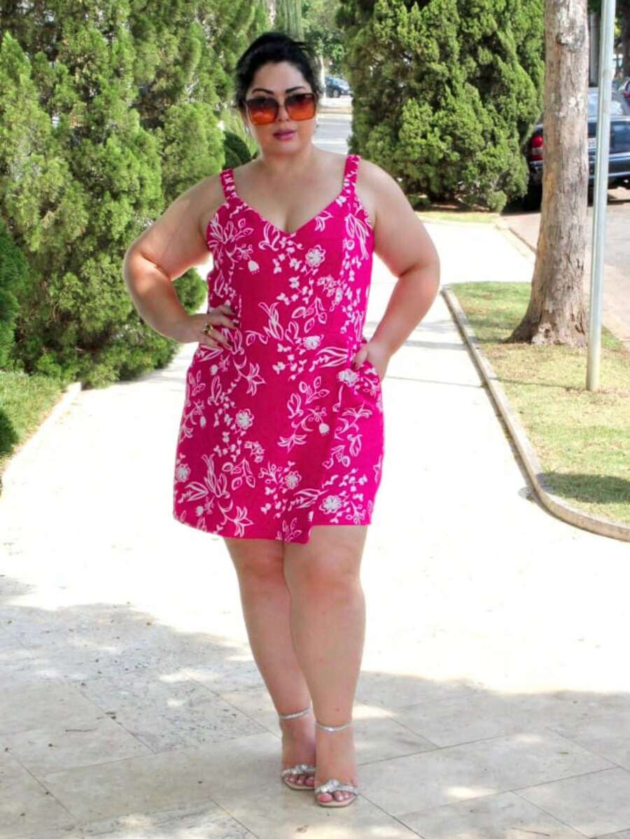 Women's Plus Size Jumpsuit Short Skirt With Printed Lining Summer - 顏色5 - 查看 1