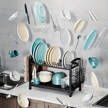 1pc Kitchen Bowl & Dish Rack, Multifunctional Household Drain Holder, Countertop Draining Rack For Bowls, Plates And Storage For Knives, Forks, Chopsticks, Scissors