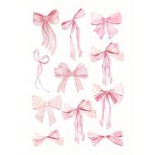 1pc Tranh vải canvas nơ màu hồng màu nước thời trang nghệ thuật treo tường quả cầu disco anh đào ngựa vằn áp phích in phòng cô gái học đường trang trí nhà không có khung - Nhiều màu - Xem 15