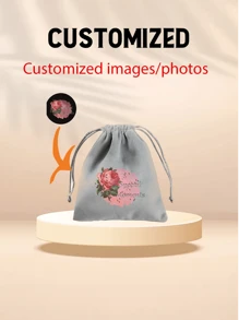 1pc Customized Jewelry Storage Pouch, Compact Mini Size, Fashion, Lightweight, Multi-Purpose Storage, Dust-Proof, Protective Velvet Drawstring Bag, Printed, Unique Design - one-size - View 7