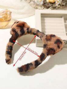 1 Băng đô tai mèo in họa tiết da báo dễ thương, thích hợp cho cuộc sống hàng ngày và vệ sinh cá nhân, phụ kiện tóc cho trẻ em - Nhiều màu - Xem 2