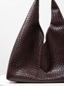 女士复古仿编织皮革单肩托特包大容量手提包简约休闲腋下包大手提包带钱包配套包包套装日常通勤购物包（图案随机）