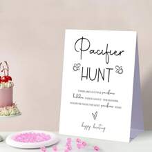 奶嘴寻宝婴儿派对游戏：50个迷你塑料奶嘴和1个性别揭晓派对指示牌 - 乡村风和中性装饰 - 粉色 - 查看 4