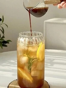 1 件垂直条纹玻璃吸管杯，2 种款式可选，耐热玻璃水杯、牛奶杯、果汁杯、冰咖啡杯、饮料杯、夏季和冬季饮具 - 透明 - 查看 9