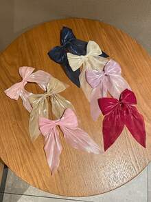 7 chiếc kẹp tóc nơ thanh lịch màu sắc tươi sáng dành cho phụ nữ, thích hợp sử dụng hàng ngày - Nhiều màu - Xem 4