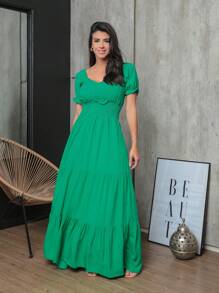 Women's Long Sleeve Dress - 綠色 - 查看 5