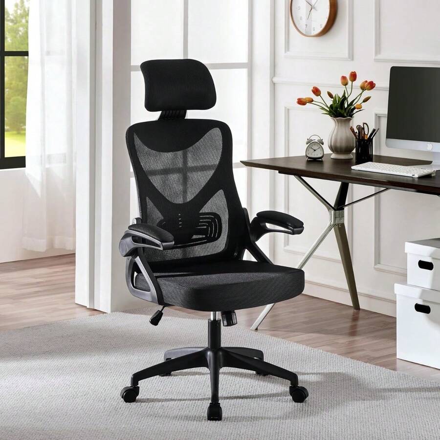 Ergonomic Office Chair, High Back Desk Chair With FlipUp Armrest And