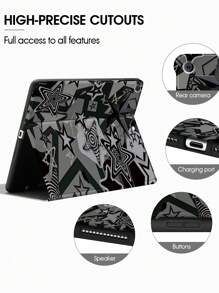 Ayotu Y2k Star & Zebra Stripes Patroon Hoesje Compatibel Met Samsung Galaxy Tab, IPad 9e/8e/7e Generatie 10.2 Inch, Nieuwe IPad 10e Generatie Hoes, Met Automatische Wake/Sleep, Vier Hoezen Anti-Val