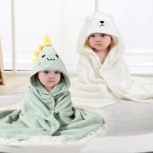 2 pièces Serviette de bain bébé, couverture à capuche visage animal unisexe pour bébé, pèlerine bébé design animal unique super douce, peignoirs de bain nouveau-nés pour toutes les saisons, serviettes de bain en polaire de dessin animé pour tout-petits