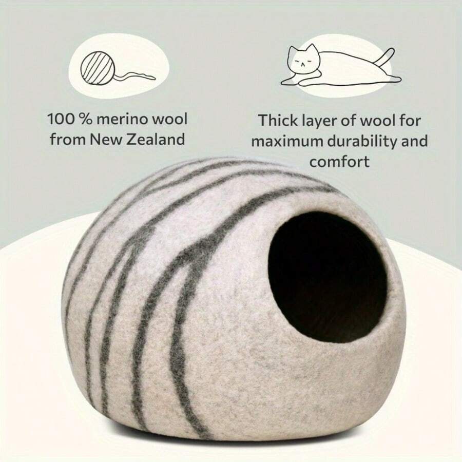 Premium Felt Cat Bed Cave Handmade 100 Merino Wool Bed For Cats And