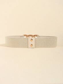 1 件时尚 3 环宽弹性腰带，百搭连衣裙/衬衫配饰 - 珠光米色 - 查看 3