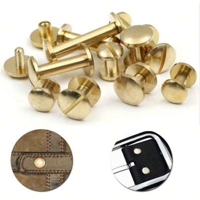 10 Pieces Of Brass Leather Screws - Gold Rivets, Glitter Decoration, Magician Inspiration, Perfect For Carnival Parties, Suitable For Wallets, Leather, Bags, Decorations And Other Purposes