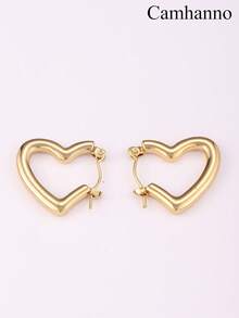 Camhanno 1/4 đôi bông tai hình trái tim bằng thép không gỉ thời trang dành cho phụ nữ đeo hàng ngày, bông tai đơn giản và nhỏ gọn, phù hợp để kết hợp với mọi trang phục, thể hiện sự thanh lịch. - Vàng - Xem 8