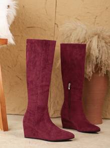 Botas altas de estilo francés vintage de tacón alto para mujeres, botas de montar con punta redonda, nueva colección otoño/invierno 2024