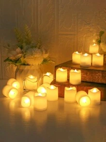 6/12/24/48支装暖色无焰LED蜡烛，电池供电，逼真蜡烛造型，暖白光，适用于婚礼、圣诞节、浪漫烛光晚餐、情人节装饰