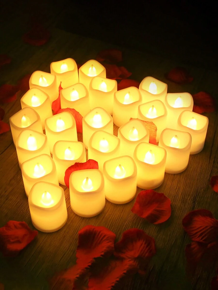 6/12/24/48pcs Warm Color Flameless LED Candles, Battery Powered Realistic Wax Candles, Warm White For Wedding, Christmas, Romantic Candlelight Dinner, Valentine's Day Decor