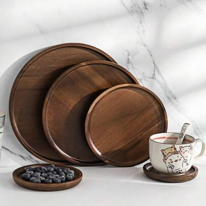 1pc Wooden Tray, Dinner Plate, Multi-Purpose Serving Platter, Suitable For Home, Restaurant And Party Use, Breakfast Tray, Cake Tray, Bread Tray, Kitchen Tray, Tea Set Tray,Kitchen