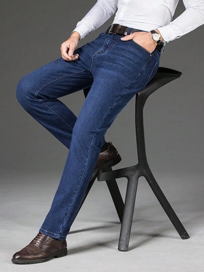 大码男士商务休闲直筒弹力裤