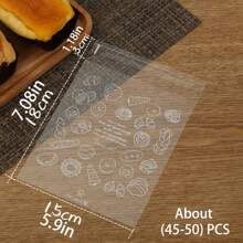 50/100pcs Bread Packaging Bags, Transparent Toast Sandwich Packaging Self-Sealing Bags, Greaseproof Paper Bags, Food Packaging Bags, Vacuum Sealing Bags, Kitchen Supplies