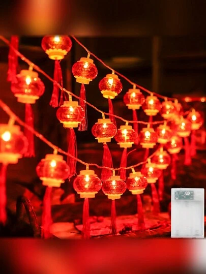 20 LED 红灯笼串灯，中国风仙女串灯，吊灯，适合新年、农历新年、派对装饰最佳礼物