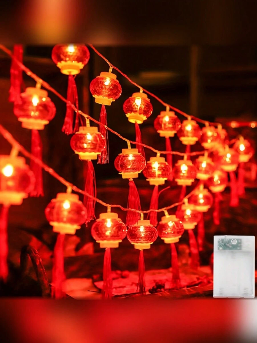 20 LED 红灯笼串灯，中国风仙女串灯，吊灯，适合新年、农历新年、派对装饰最佳礼物 - 紅色燈籠 - 查看 1