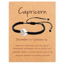 1 pieza Pulsera unisex con de los 12 signos del zodíaco, hecha a mano de acero inoxidable trenzado, de moda