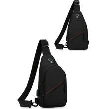 Bolso de pecho informal para hombre, bandolera de hombro para deportes al aire libre, paquete de pecho multifuncional con bolsillo para botella de agua