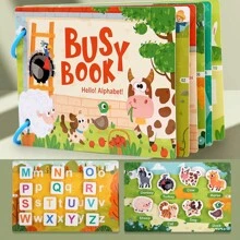 Children's Christmas Gift Paste Book Quiet Book Cognitive BookEnlightenment Early Education Cartoon Quiet Sticker Book Cognitive Quiet Book Animal Ocean Quiet Book Quiet Sticker Book Tear Pull Paste Quiet Book - Multicolor - View 4