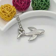 1 件鲸鱼钥匙扣 - 独特简约仿真合金鲸鱼钥匙圈、钥匙链、“鲸鱼与你同在”钥匙扣配件、男女通用服装、包、汽车钥匙装饰、海洋君主钥匙礼物、情人节情侣礼物 - 銀色 - 查看 2