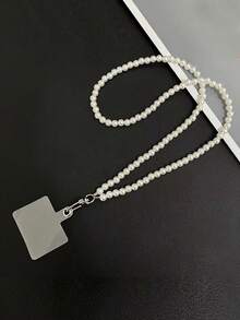 1 chiếc Dây đeo điện thoại kiểu ngọc trai tự làm thanh lịch, Dây đeo cổ tay bằng hạt thủ công, Dây đeo điện thoại chống mất chống rơi đa năng - trắng - Xem 10